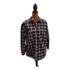 Preloved Top Shop Denim Plaid Shacket US 4 petite